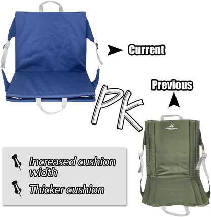 Stadium Seat Cushion Waterproof Nylon Portable Bleacher Cushion Ultralight Seat Padding with Back Support for Sports Fishing Kayaks Camping (L)