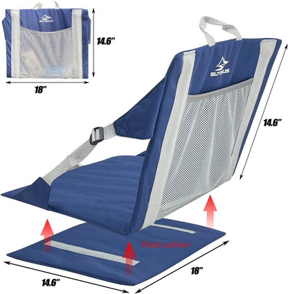 Stadium Seat Cushion Waterproof Nylon Portable Bleacher Cushion Ultralight Seat Padding with Back Support for Sports Fishing Kayaks Camping (L)