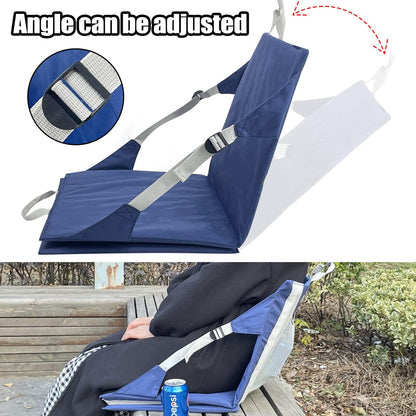 Stadium Seat Cushion Waterproof Nylon Portable Bleacher Cushion Ultralight Seat Padding with Back Support for Sports Fishing Kayaks Camping (L)